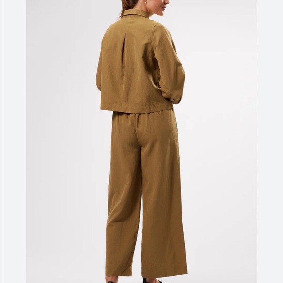 Amour Vert Genevieve jacket shirt in Elm olive green linen blend size XL - Picture 2 of 11